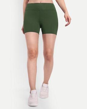 women high-rise knit shorts with elasticated waistband