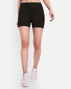 women high-rise knit shorts with elasticated waistband