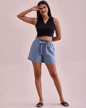 women high-rise knit shorts