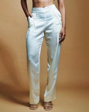 women high-rise pants with side slit