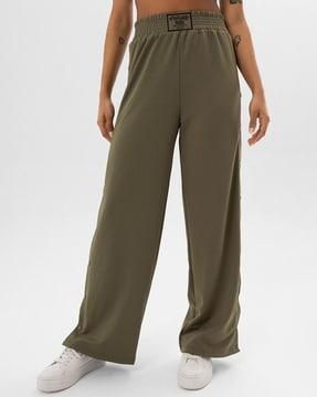 women high-rise pants with side slits