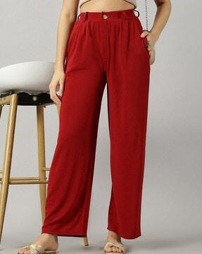 women high-rise pleat-front pants