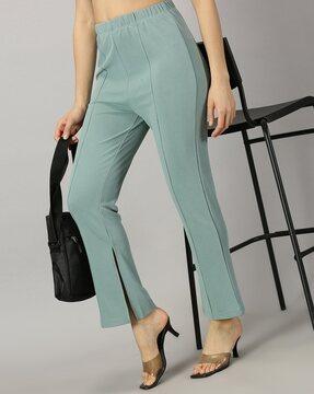 women high-rise pleat-front pants