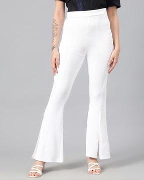 women high-rise pleat-front regular fit trousers