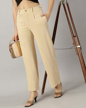 women high-rise pleat-front trousers