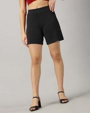 women high-rise pleated shorts