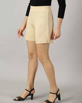 women high-rise pleated shorts