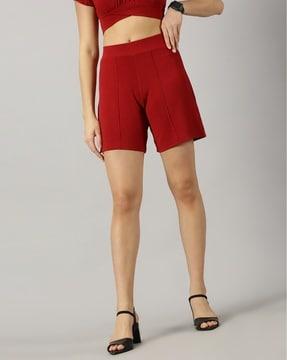 women high-rise pleated shorts