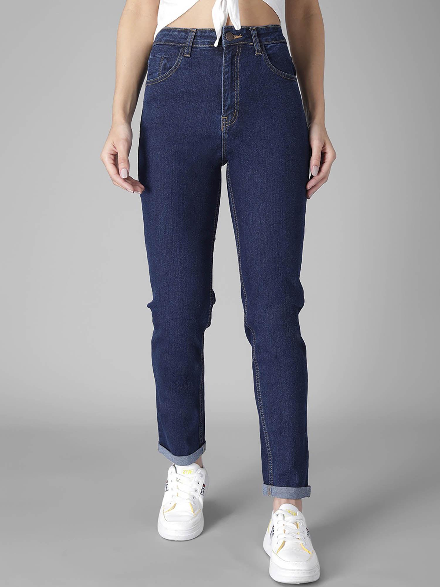 women high rise pure cotton jeans