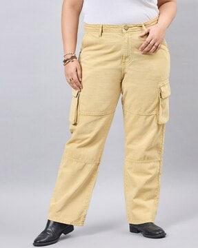 women high-rise relaxed fit cargo pants