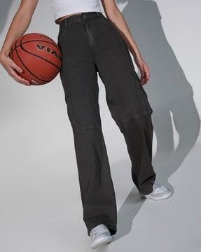 women high-rise relaxed fit cargo pants