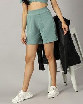 women high-rise shorts with elasticated waist