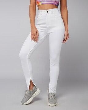 women high-rise skinny fit jeans with 5-pocket styling