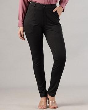 women high-rise skinny fit trousers