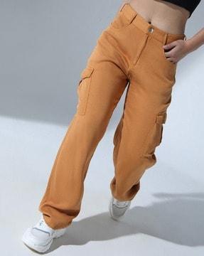 women high-rise slim fit cargo pants
