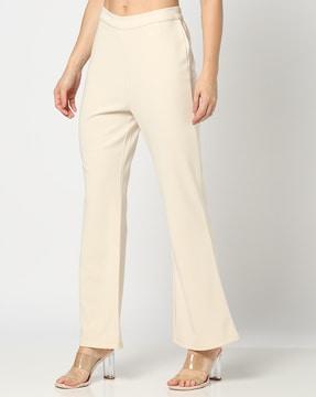 women high-rise slim fit flared pants