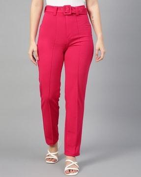 women high-rise slim fit pants