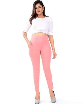 women high-rise slim fit pants