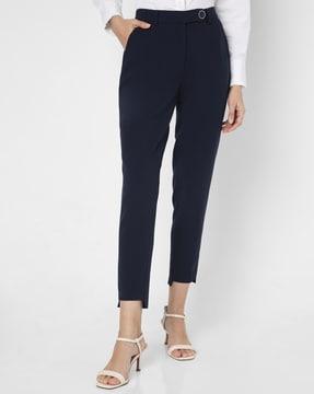 women high-rise slim fit trousers