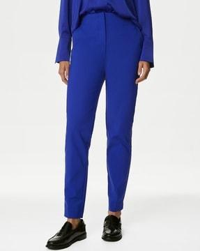 women high-rise slim fit trousers