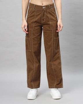 women high-rise straight fit cargo pants