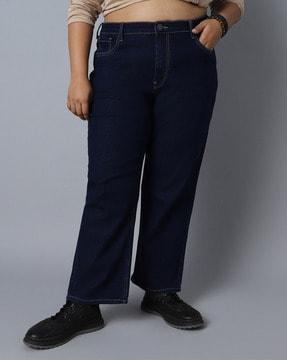 women high-rise straight fit jeans