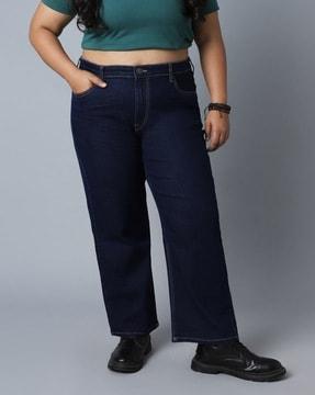 women high-rise straight fit jeans