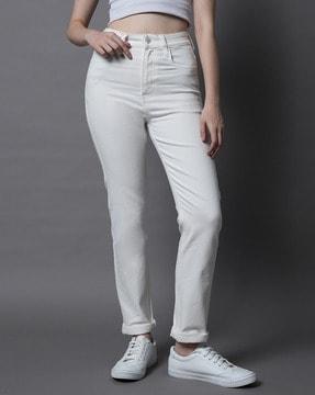 women high-rise straight fit jeans