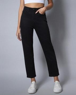 women high-rise straight fit jeans