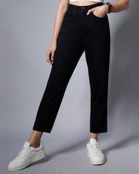 women high-rise straight fit jeans