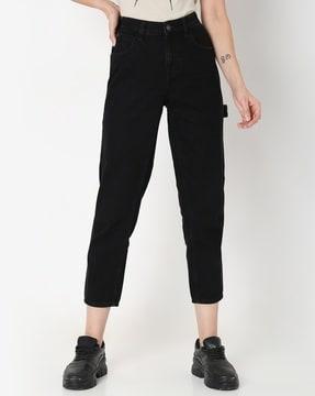 women high rise straight fit jeans