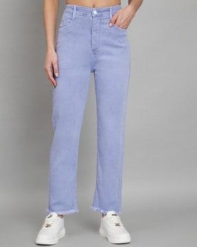 women high-rise straight fit jeans