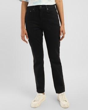 women high-rise straight fit jeans