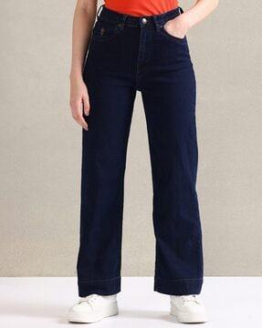 women high-rise straight fit jeans