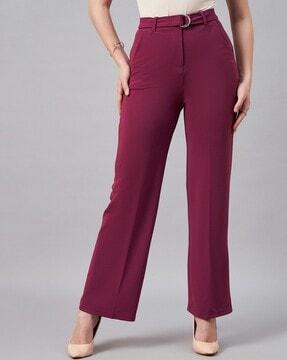 women high-rise straight fit pants