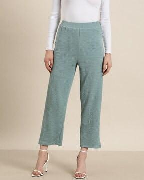 women high-rise straight fit pants