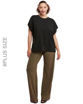 women high-rise straight fit pants