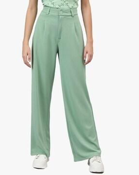 women high-rise straight fit pants