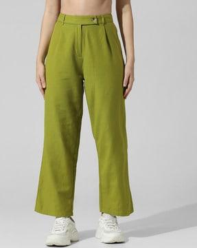 women high-rise straight fit pants