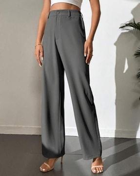 women high-rise straight fit pants
