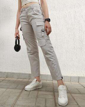 women high-rise straight fit pants