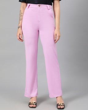 women high-rise straight fit trousers