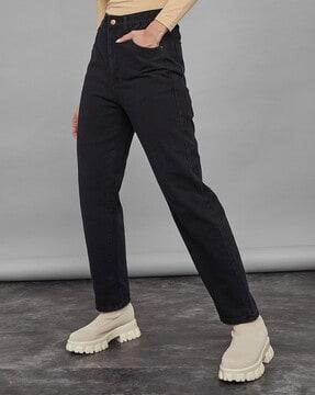 women high-rise straight jeans