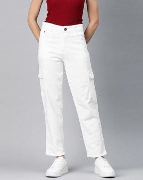 women high-rise straight jeans