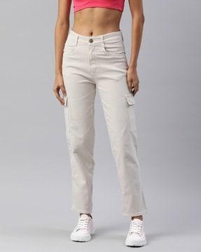 women high-rise straight jeans