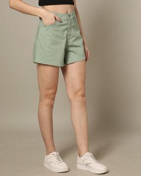 women high-rise tapered fit shorts