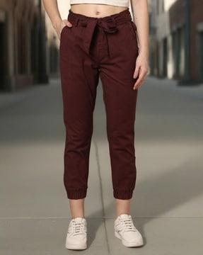 women high-rise tapered fit trousers