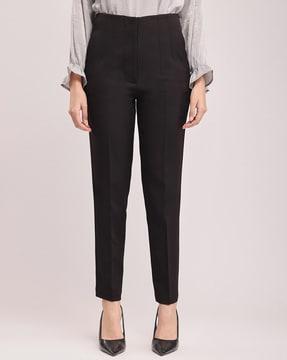 women high-rise tapered fit trousers