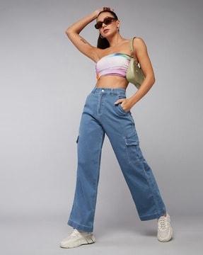 women high-rise wide jeans