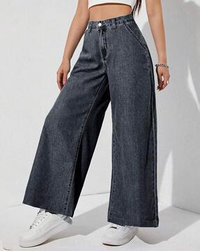 women high-rise wide jeans